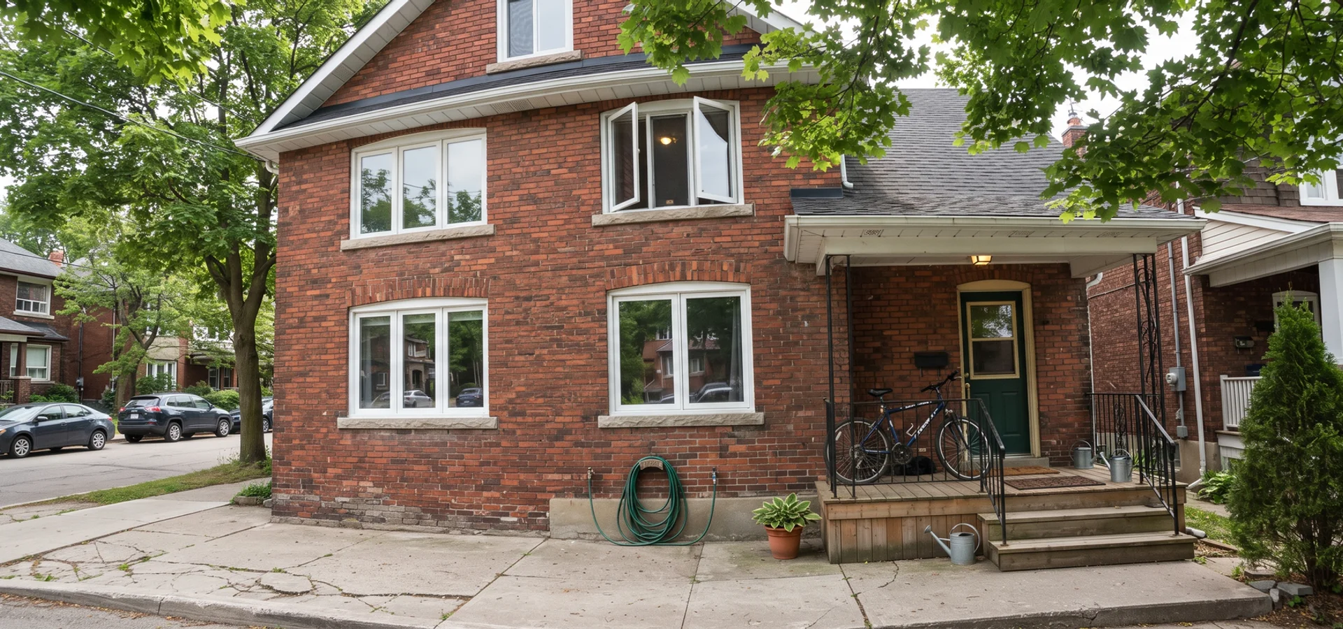 Toronto brick home with a full set of newly installed vinyl casement windows