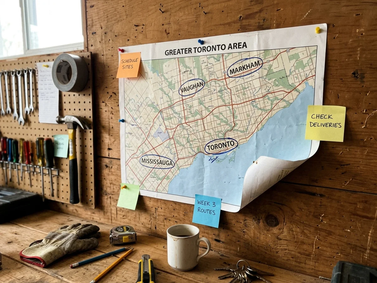Map of the Greater Toronto Area service coverage