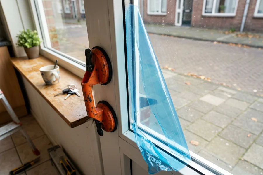 Laminated security glass edge detail showing the interlayer