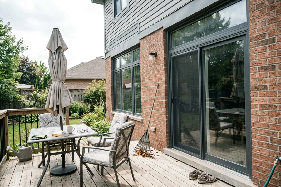 Slimline thermally broken aluminium frames across a wide rear elevation